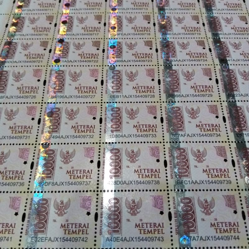 [ COD ] MATERAI 10000 ORIGINAL (100 PCS) KANTORPOS INDONESIA BERHOLOGRAM