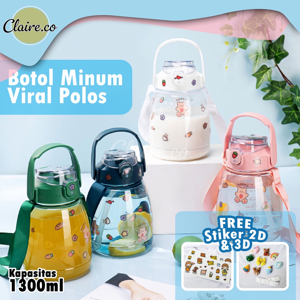 BOTOL MINUM VIRAL POLOS / BOTOL MINUM FREE STIKER / BOTOL MINUM BPA FREE