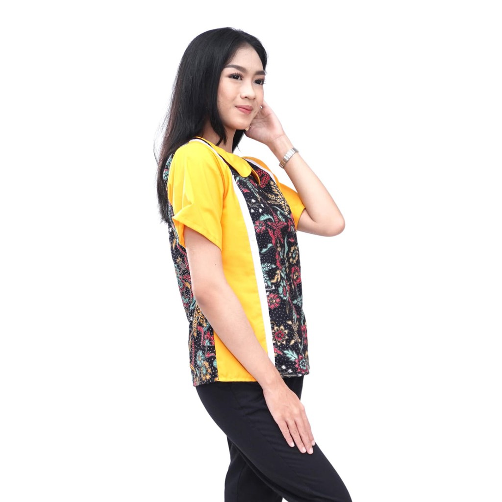 Batik Wanita Atasan Blouse Merah Kuning Modern Batik-imlek