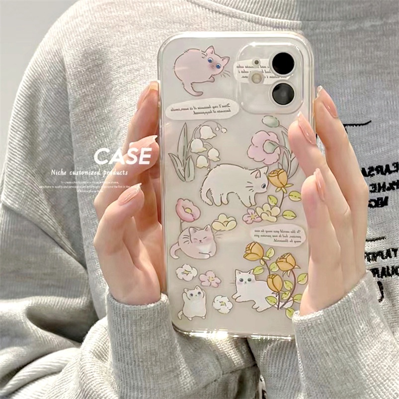 Case Bahan Silikon Bening Tahan Banting Desain Kucing Untuk Vivo V23 V23e V21 V21e V20 T1 Pro Y21 Y33s Y33T Y21T Y76 Y55 Y15A Y01 Y20 Y20i Y20 Y20 Y15s Y12 Y50S Y1s Y12s Y20i Y50S Y12s Y1s Y12