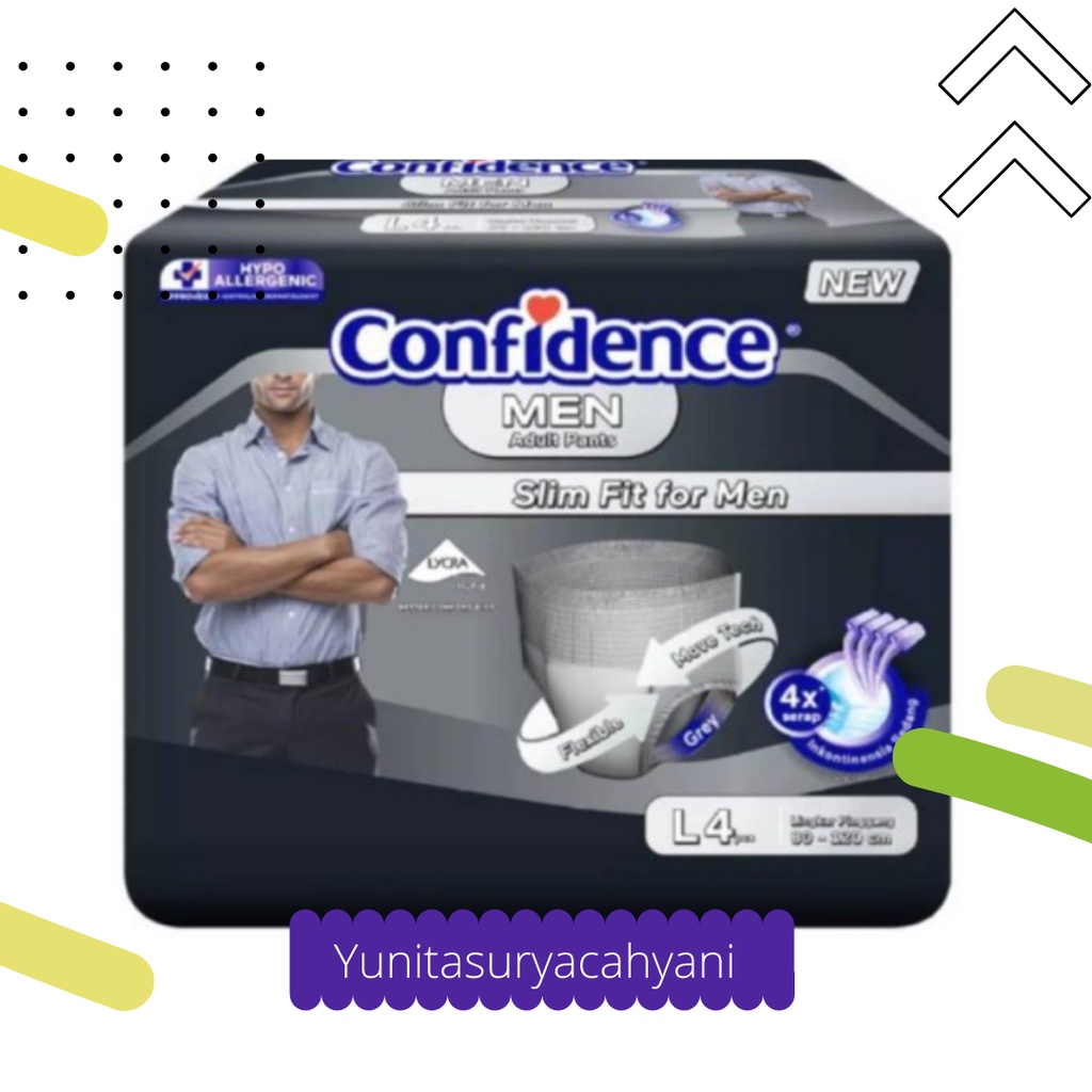 CONFIDENCE ADULT PANTS GENDER MAN - Popok Dewasa untuk Pria  L4 - Softex - Slim Fit for Men