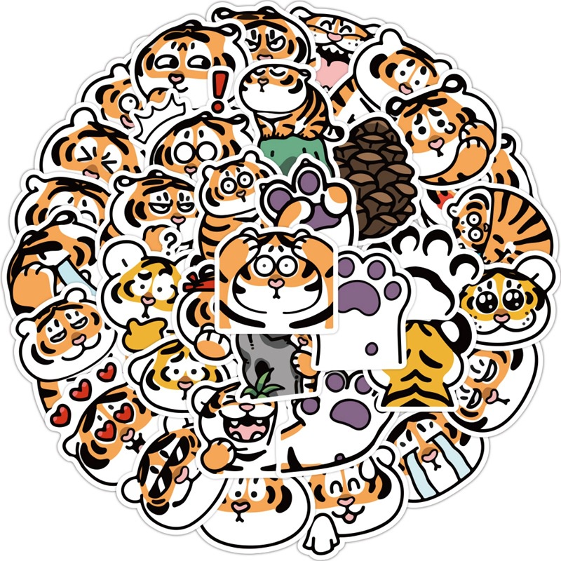 40 buah lemak Tiger stiker lucu tiger boneka Jurnal bahan kasus epoxy kartun jurnal stiker Xiao Zhan