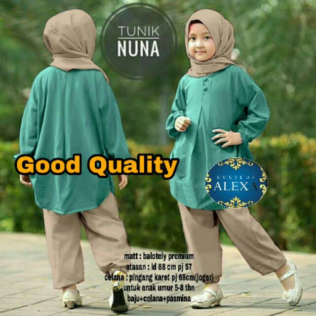 Tunik set / baju tunik anak / tunik