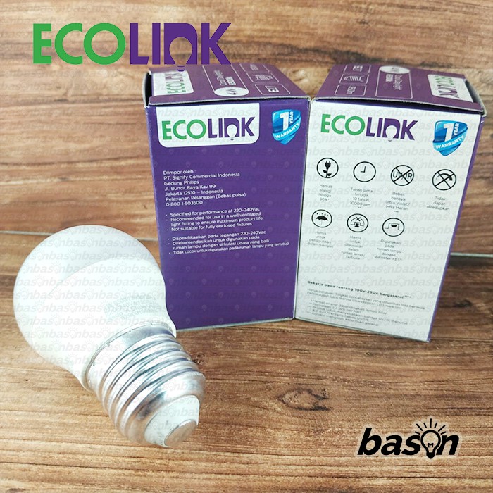 ECOLINK LED Bulb 4W P45 E27 6500K - Bohlam Lampu LED Mini