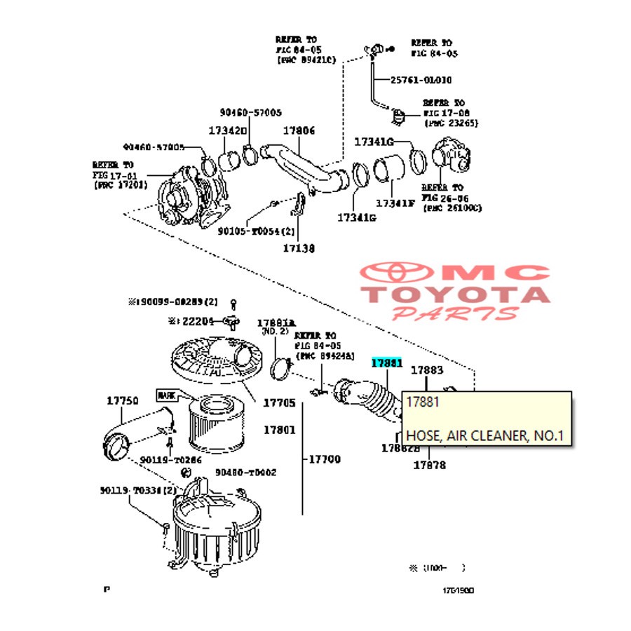 Selang Hawa / Selang Udara Innova Fortuner Hilux Diesel 17881-0L061