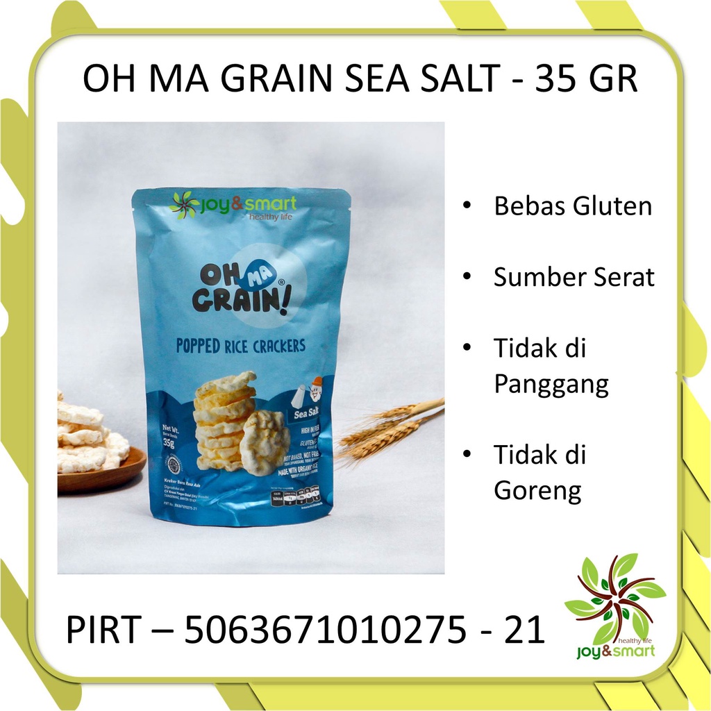 

Joy Smart Healthy Life Oh Ma Grain Popped Rice Cakes Sea Salt Kreker Beras Asin 35gr