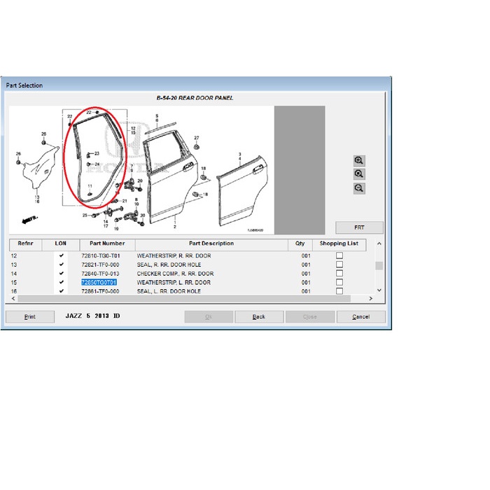 Karet Pintu Belakang Jazz GE8 2008-2013 Genuine