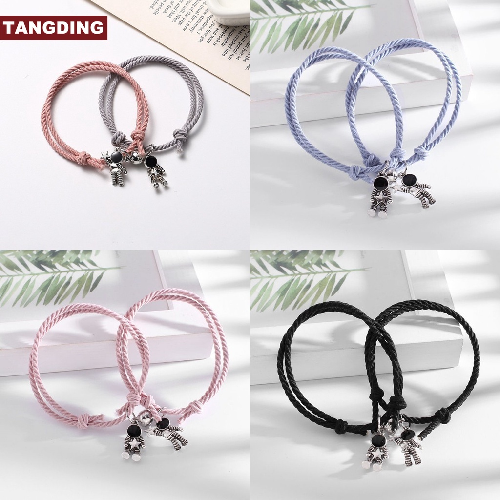 【COD Tangding】2pcs/set Couple Lovely Astronaut Bracelets Magnet Attracting Each Other Bracelets Lover Gift