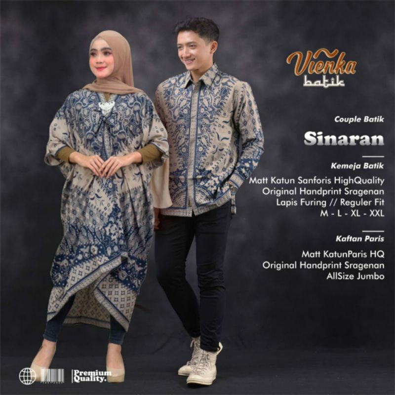 Baju batik couple pria kemeja panjang dan wanita kaftan