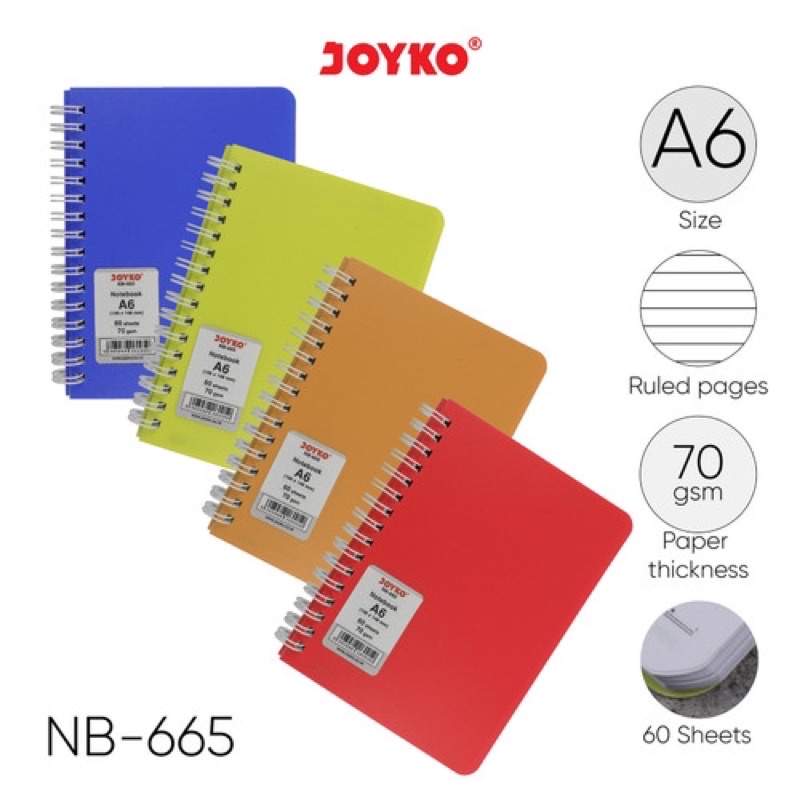 

NOTES SPIRAL A6 | JOYKO NB 665 | DIARY | BERGARIS | WARNA NEON RING SAMPING | 60 lbr | 70 gsm