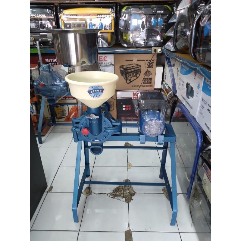 Mesin Giling Kacang Kedelai Tahu 6inch+Dinamo Listrik 1.0HP siap pakai