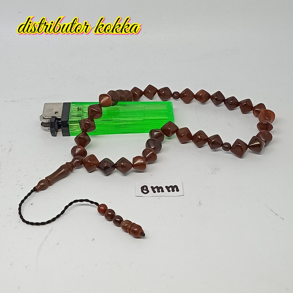 ( SUPER MURAH ) Tasbih Kokka kaukah kaokah fukakah koka 33 wajik polos 8 mm coklat