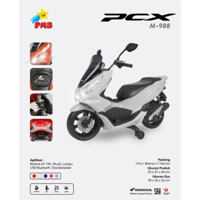 Motor Aki PCX M 988 Mainan Anak Lengkap dengan Charger, Musik, Lampu dan Klakson