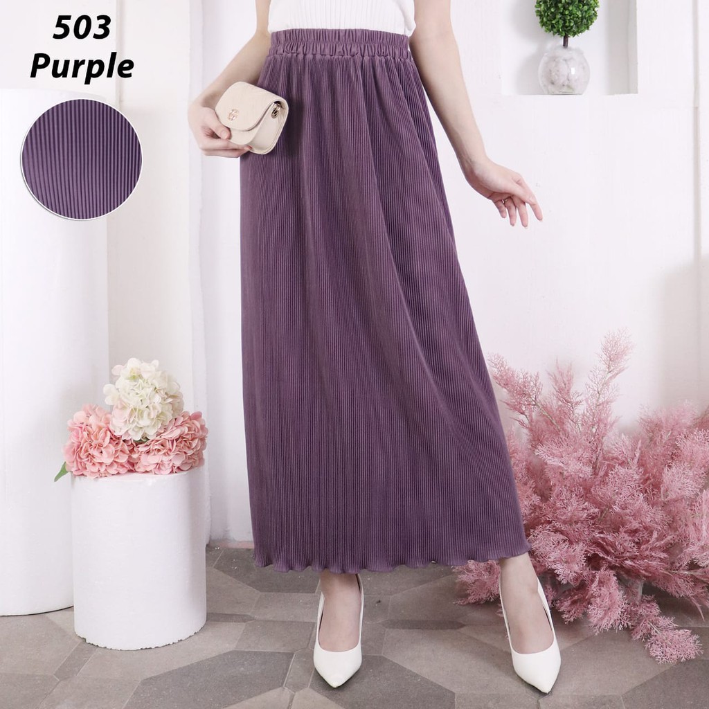 ROK PLISKET MURAH 503 LUVALINE ROK PLISKET PANJANG PLEATED SKIRT FLARE SKIRT MAYUNG FLOWY REMPEL