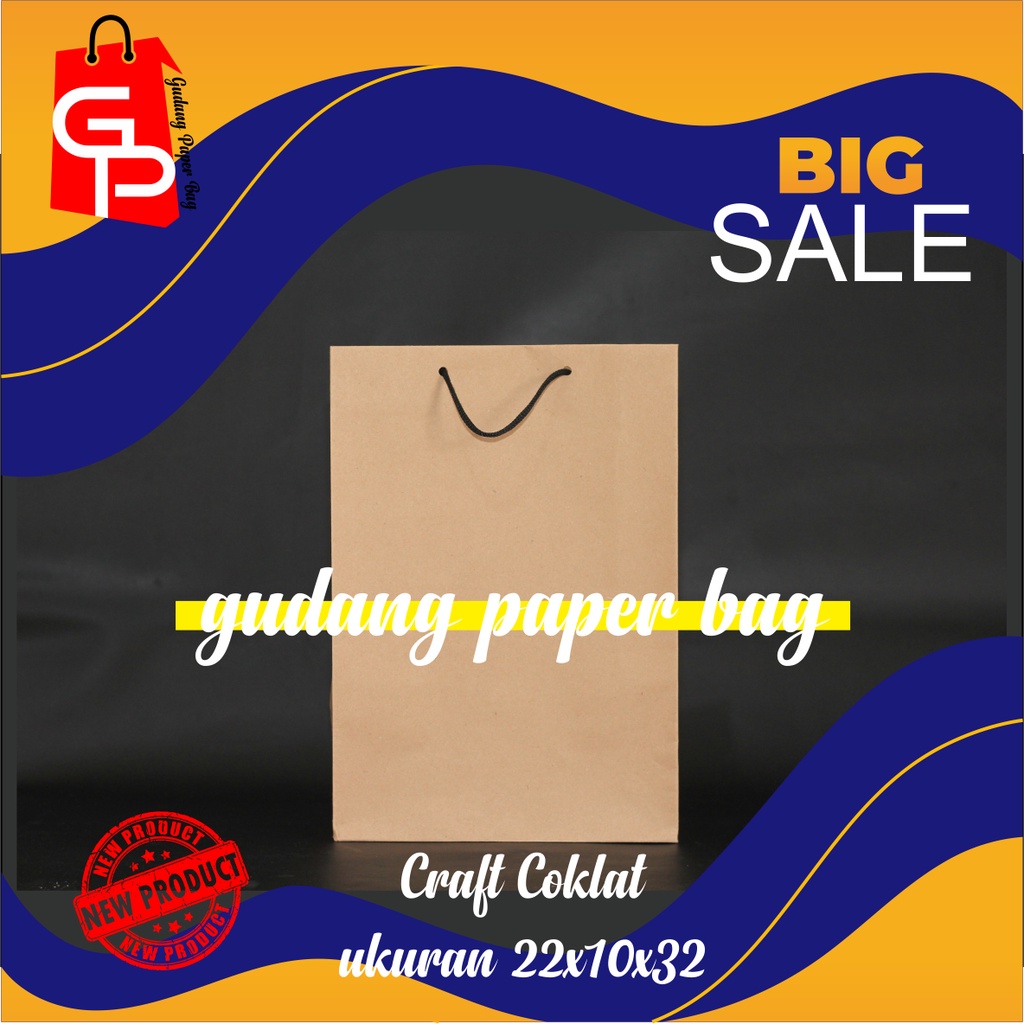 

PAPERBAG 22x10x32 PxLxT tas kado paper bag souvenir godybag craft papercraft surabaya grosir kemasan tas kertas tas coklat polos