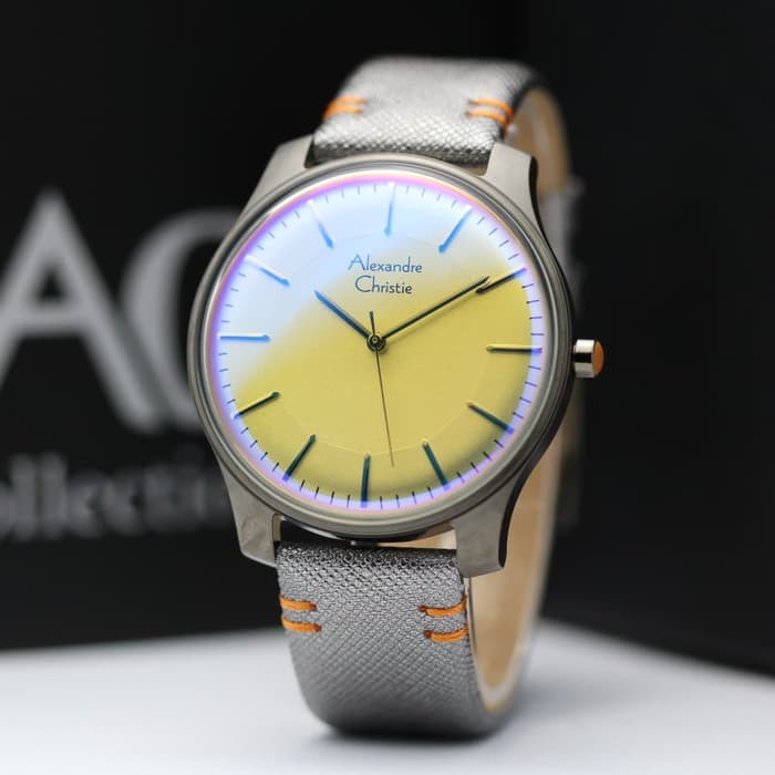 Jam Tangan Pria ALEXANDRE CHRISTIE AC 8532 GREY YELLOW ORIGINAL