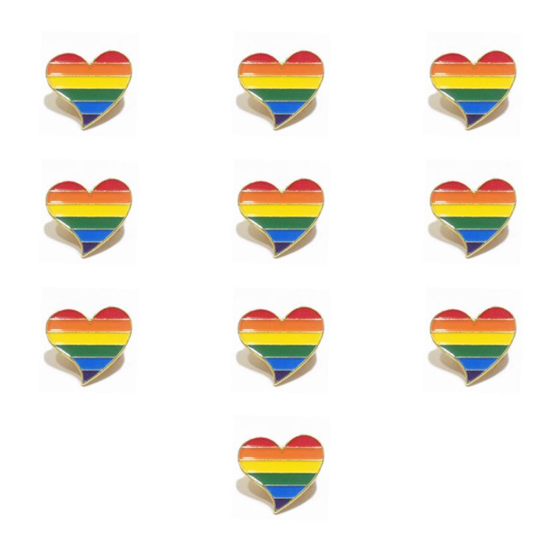 SIY  10Pcs Rainbow Love Pride Flag Friendship Brooch Lapel Pin Badge Gay &amp; Lesbian Love Is Love Colorful Brooch Jewelry Gift