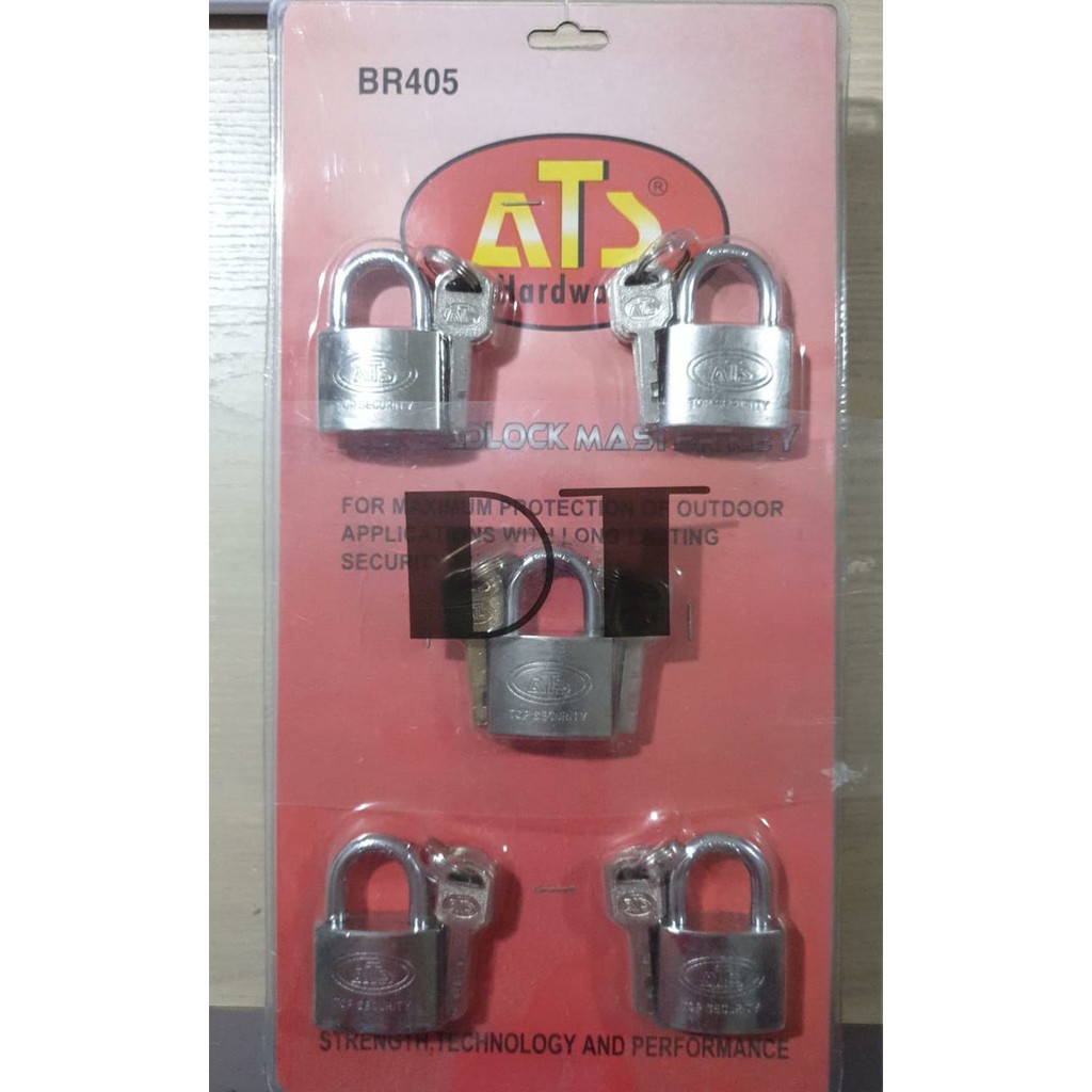 Gembok Putih Master Key ATS uk 40mm isi 5pcs / Iron Padlock 40 mm set 5 pc BR405 Pagar Rumah Toko