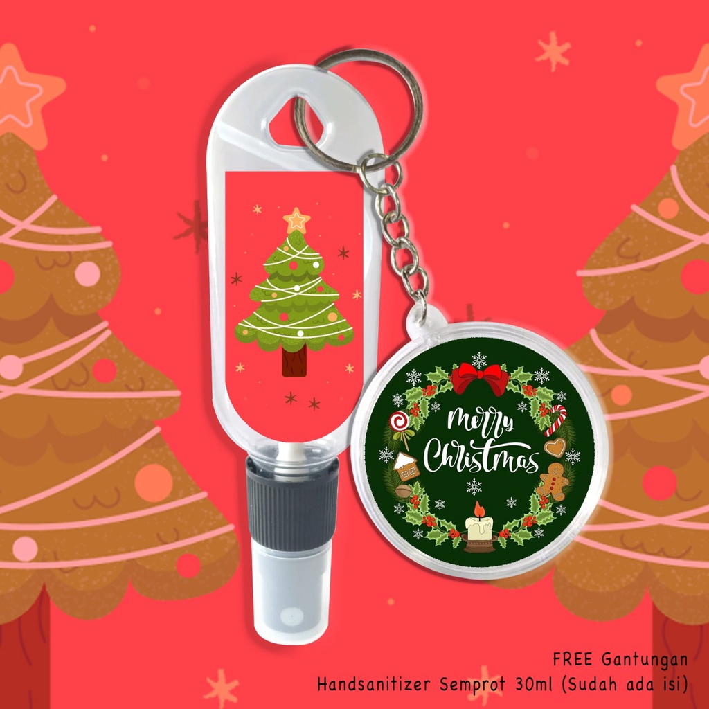 (FREE GANTUNGAN KUNCI) HAND SANITAIZER CHRISTMAS TREE / SUDAH INCULE ISI 30 ML / REAL PICTURE