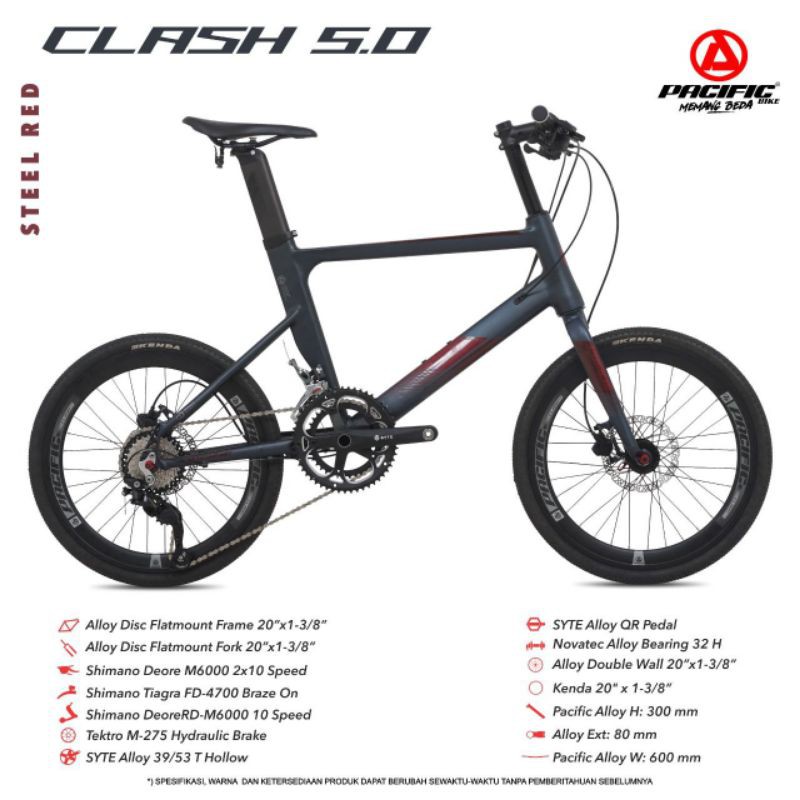 Sepeda Mini Velo Pacific Clash 5.0 Hd 20Inch Alloy 2 x 10 Speed