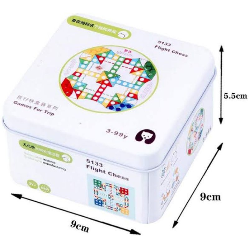 Travel Tin Box - Flight Chess Wooden Toy