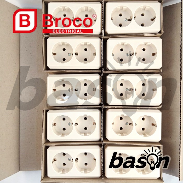 BROCO 15420 Double Socket Outlet Outbow - Stop Kontak Dobel