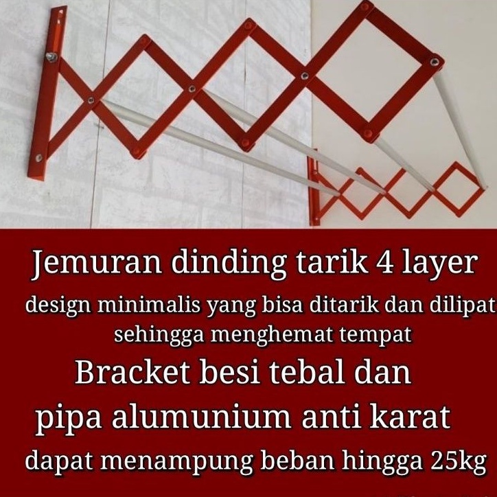 JEMURAN TARIK/JEMURAN DINDING LIPAT ALUMUNIUM 120CM