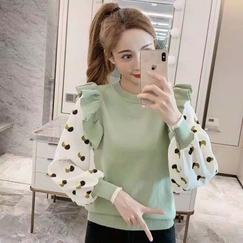 Alice Knit Top Lengan panjang import Atasan import Baju Korea import style Korea Pakaian Wanita