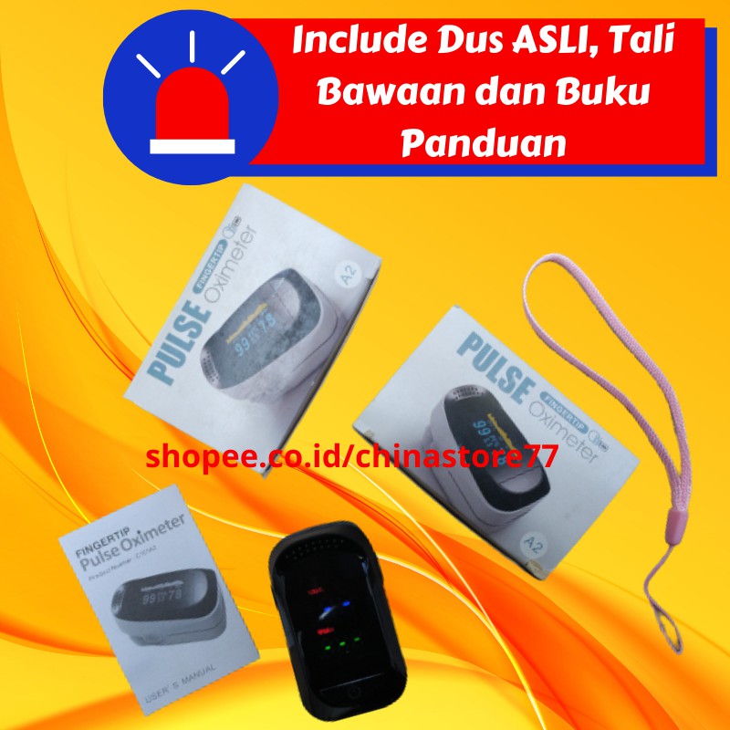 Pulse Oximeter Fingertip Oximetri Original Alat Ukur Kadar Oksigen Darah SpO2 A2