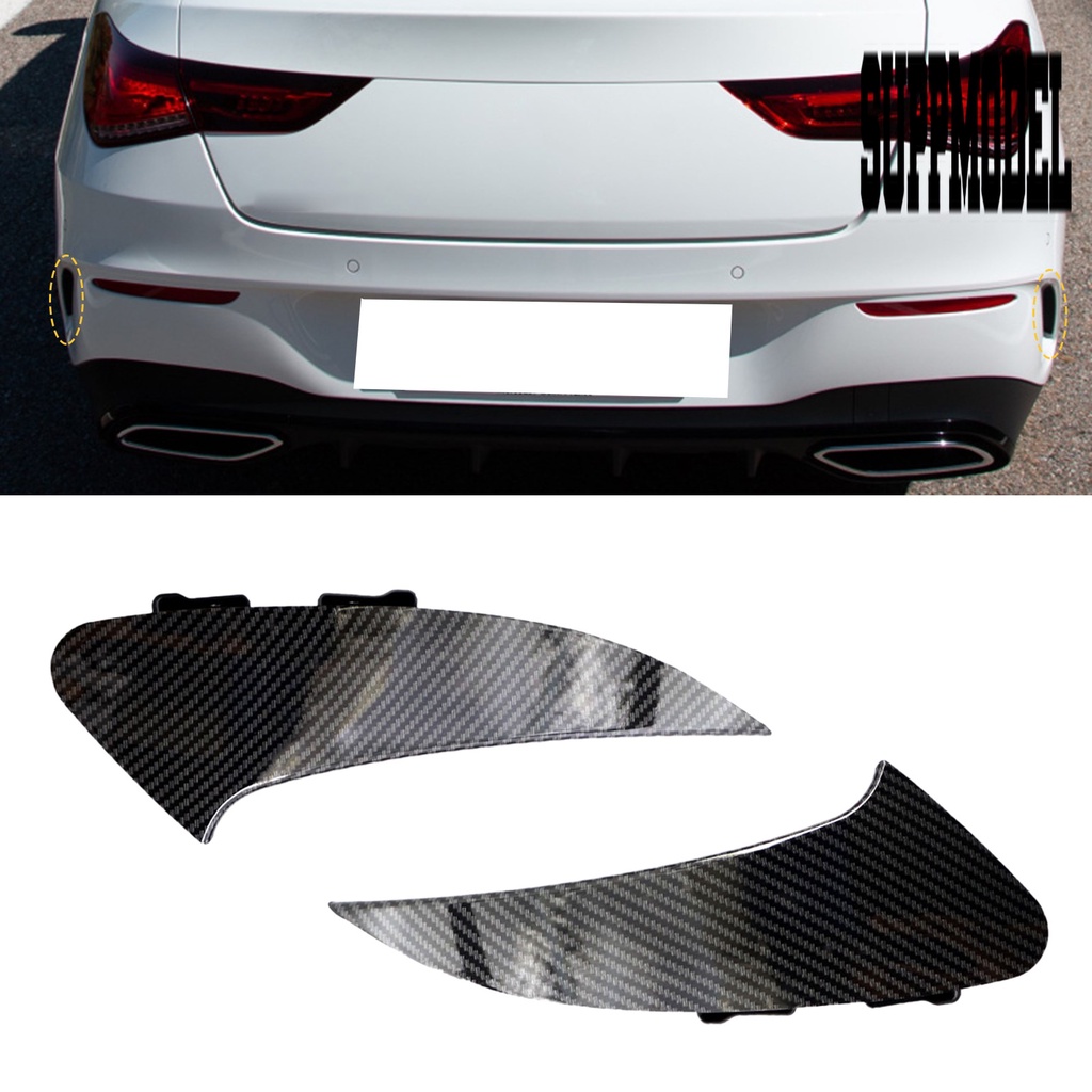 2pcs Cover Trim Ventilasi Udara Bumper Belakang Mobil Motif Karbon Untuk Benz CLA Sport 2019-2021