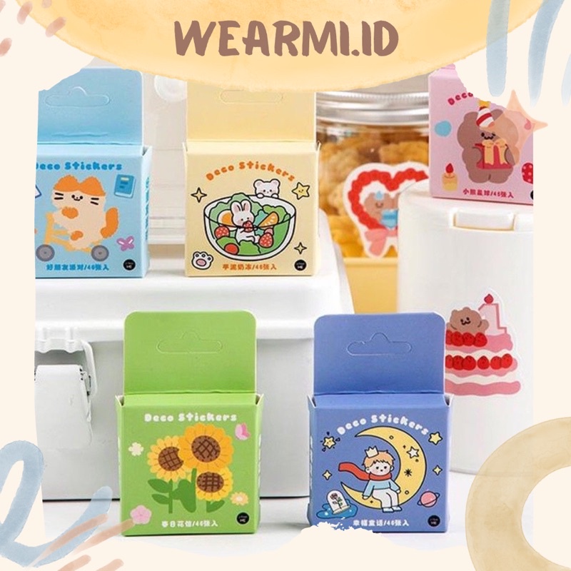 

45 Pcs Deco Sticker Box ccolorfull Astronout Bear Cat Cartoon 6 Planner DIY Scrapbook Stiker Dekor Kotak Colorfull