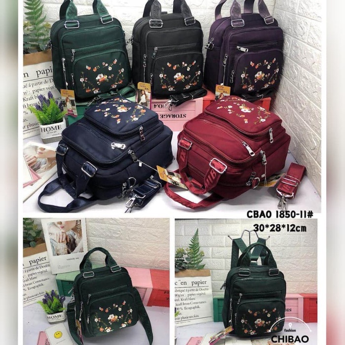 PROMO TAS CHIBAO BORDIR BUNGA 3IN1 "LARGE" RANSEL JINJING SELEMPANG