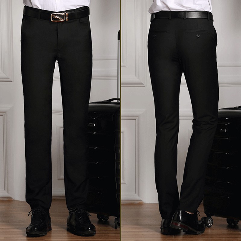 Barang Bagus Celana Formal Panjang Pria Slimfit Bahan Kain Twist Warna Hitam Adem Nyaman Size 27-38