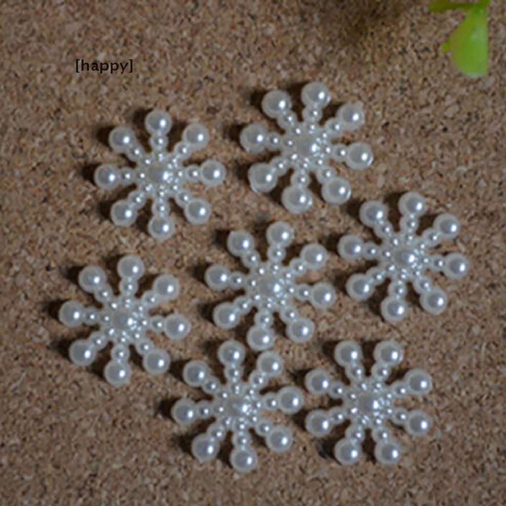 Ha 100pcs Hiasan Snowflake Mutiara Flatback Untuk DIY Craftdekorasi Natal