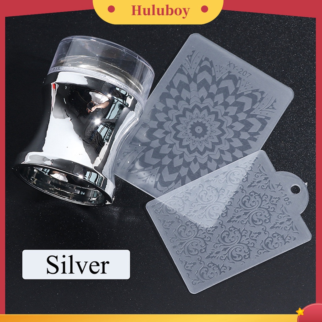 Huluboy Huluboy♡ Stempel Transparan Bahan Silikon Gagang Metal Warna Polos Untuk Nail Art