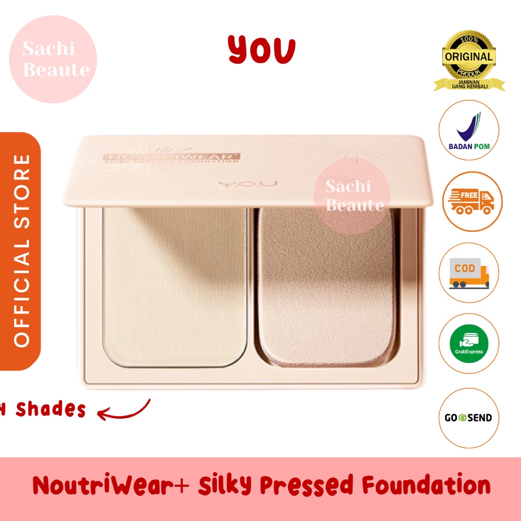 YOU Y.O.U NoutriWear+ Silky Pressed Foundation [Full Coverage | Oil Control &amp; Tahan Lama 24 Jam | Nourishing]