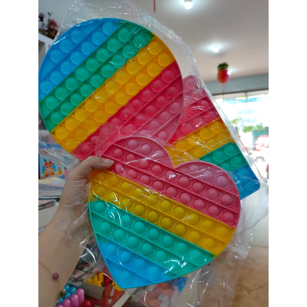 [ORGM] Mainan Pop It Pop Fidget Ukuran L 20cm Petak Love Bulat Rainbow