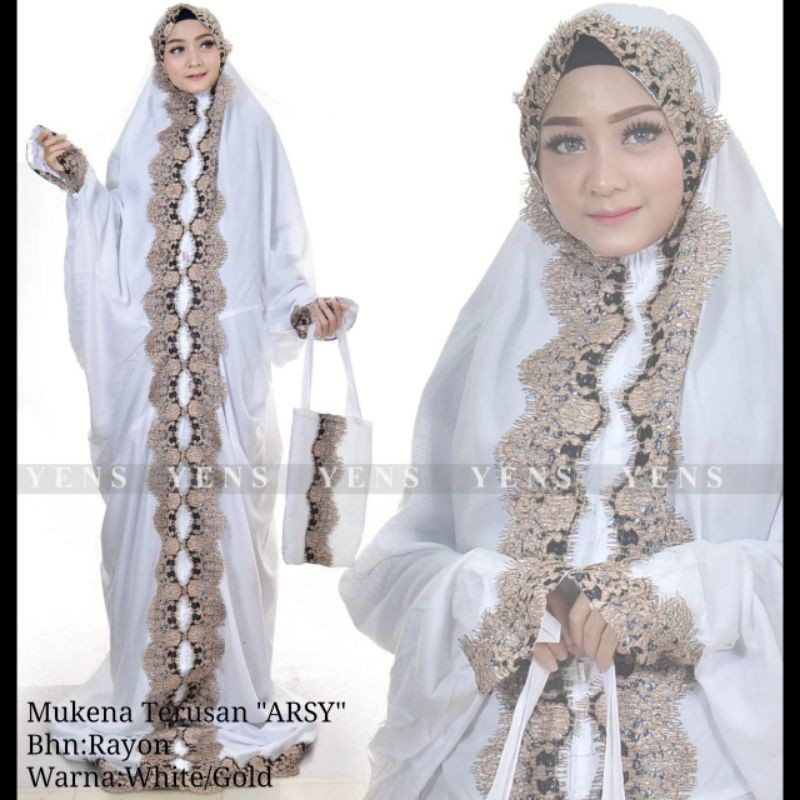 Mukena abaya renda brukat/ mukena abaya arsy/mukena terusan arsy