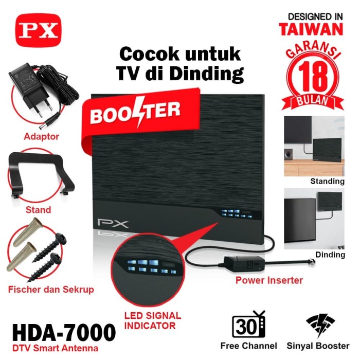 Antena TV Smart Digital Analog PX HDA 7000 Booster Indoor LED Bar - TANPA BUBBLE SEDIA JUGA Antena TV - Receiver TV - Penerima Sinyal