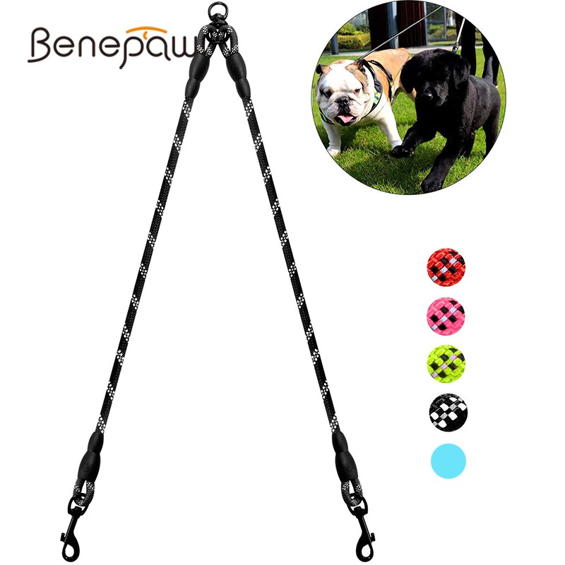 Benepaw Durable Double Dog Leash Coupler Reflective Strong Dual Pet Leash Lead 360 No Tangle For Shopee Indonesia