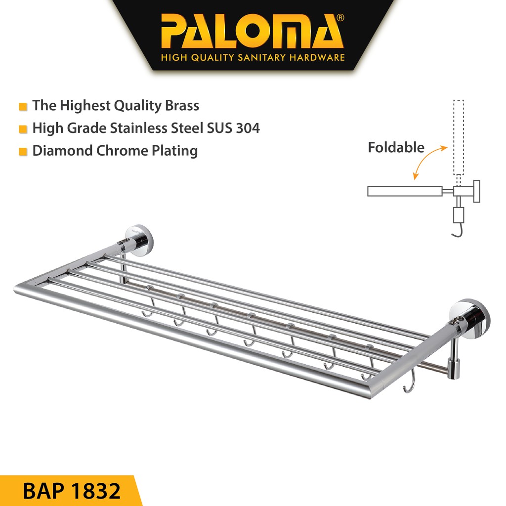 PALOMA BAP 1832 Rak Handuk Baju Lipat Gantungan Dinding Kamar Mandi