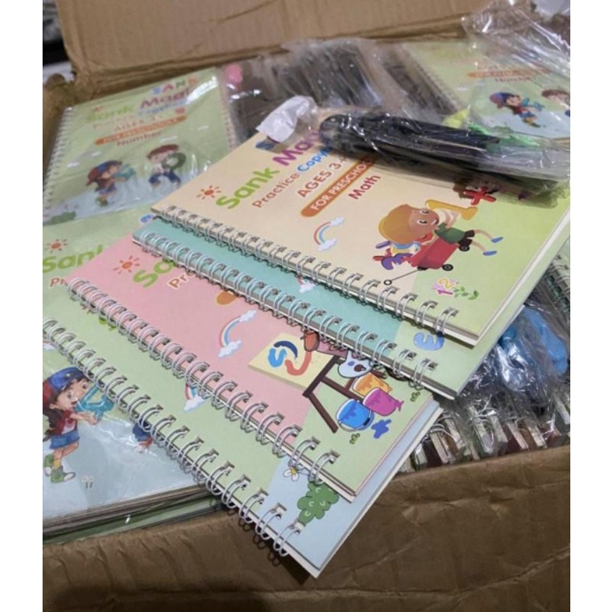 READY STOK BUKU SANK MAGIC DAPAT 4 BUKU. BISA DI HAPUS SEKALI BELI PAKAI BERKALI KALI BUKU SANK MAGIC BUKU PINTAR BELAJAR ANAK MEMBACA MENULIS BERHITUNG MATEMATIKA SANK MAGIC BOOK. BUKU WATER BOOK MAGIC POP LED ANAK STEMPEL PENJUMLAHAN PENGURANGAN