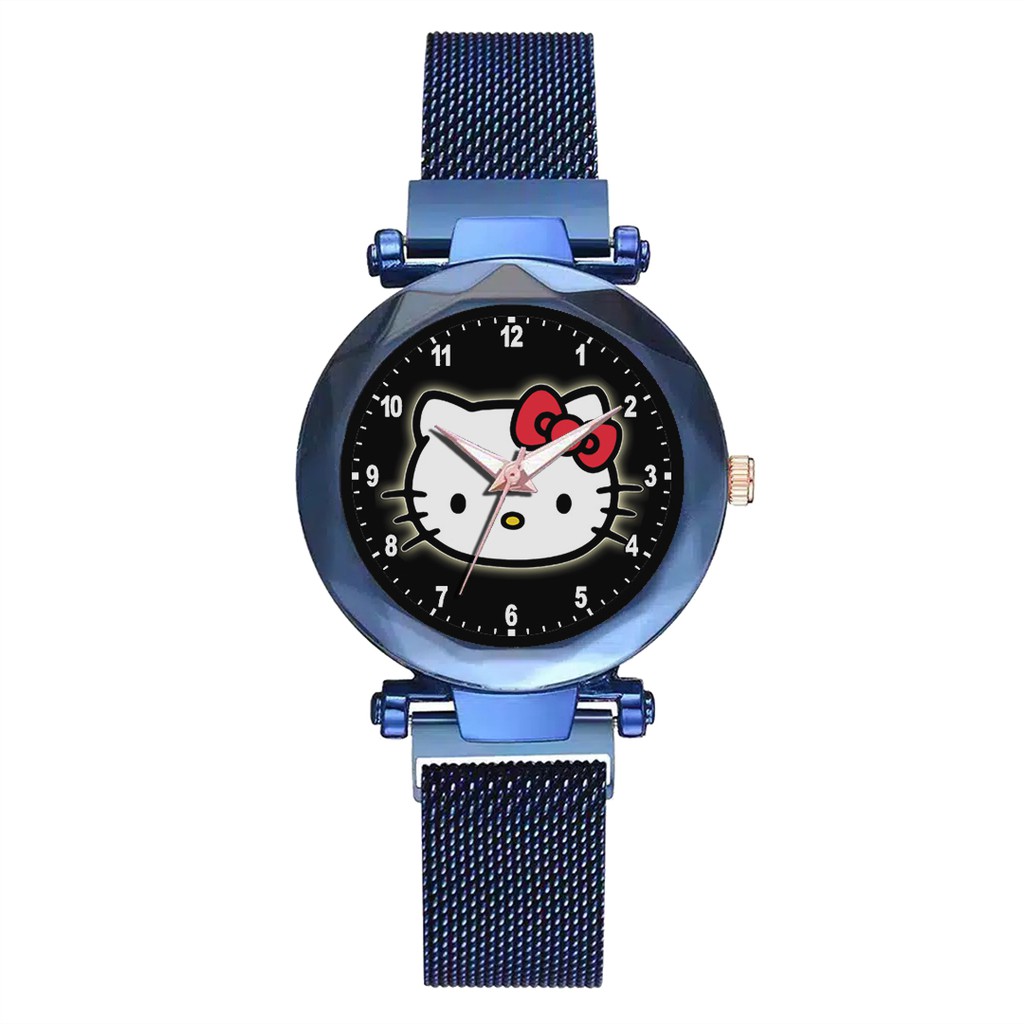 Jam Tangan Wanita Custom - HELLO KITTY MOTIF 1 Free Box &amp; Batre Cadangan