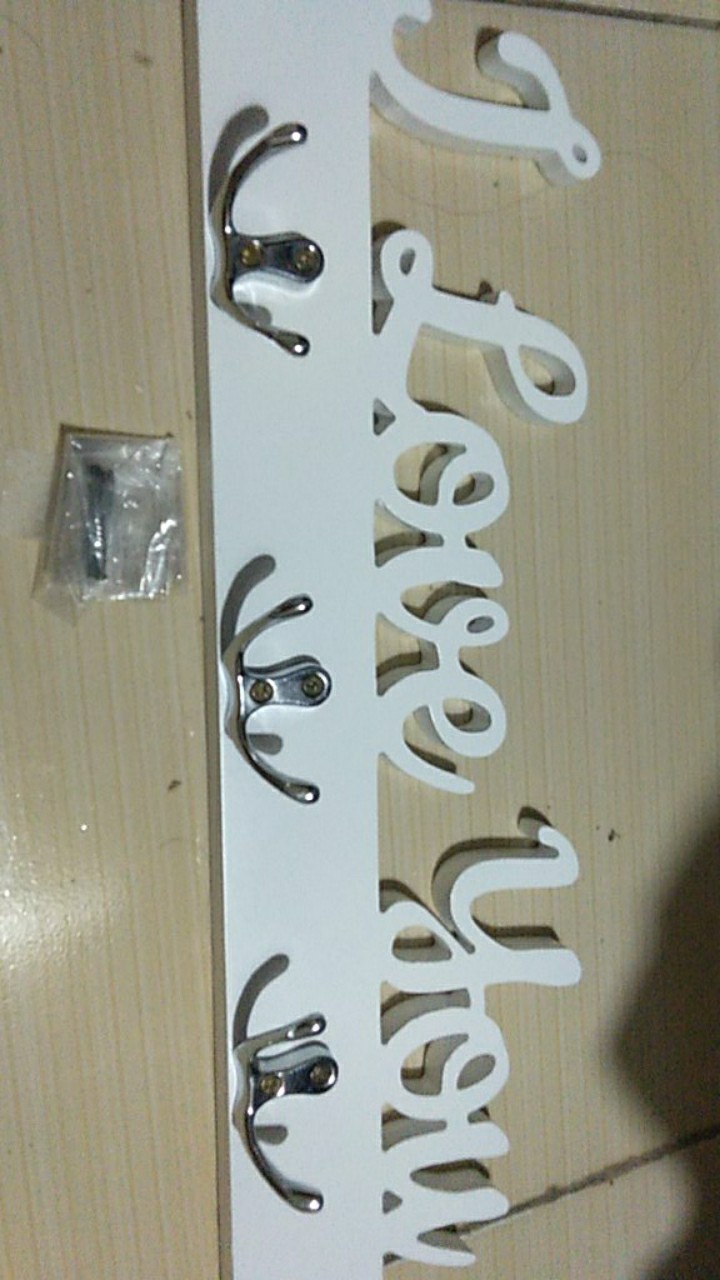 Gantungan Baju - Wall Hook - Rak - Tulisan Nama Huruf Kayu