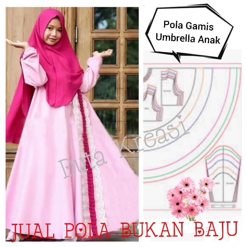 Pola Gamis Anak Rok Umbrella - Jual Pola Bukan Baju