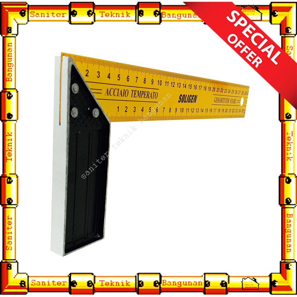 Penggaris Siku Meter Alat Ukur Dimensi 12 Inch Pengaris Siku Soligen