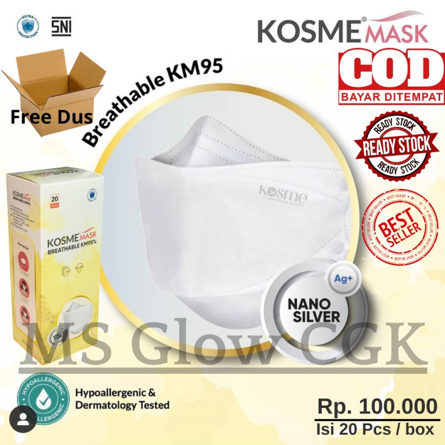MS Glow Kosme Mask Masker Earloop Nano Silver spt Sensi Convex Mask 4 Ply