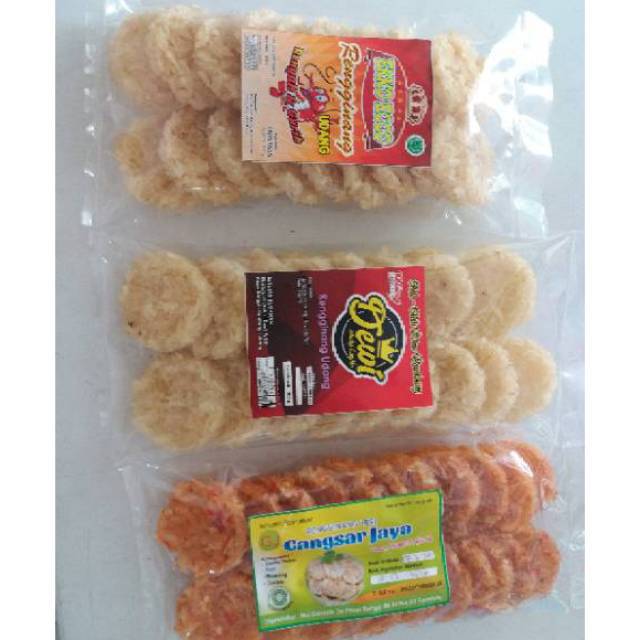 

Rengginang ketan rasa bawang, manis, teri, terasi, cumi, udang, teri pedas. Netto 200gr