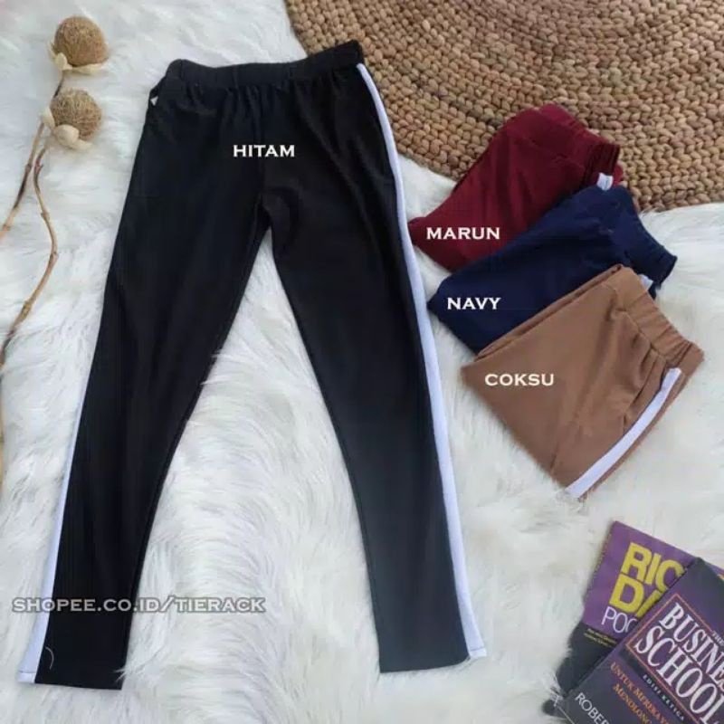 CELANA Stripe Pants Celana strepe wanita BAHAN SCUBA
