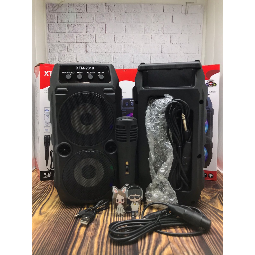 SPEAKER BLUETOOTH XTM 2010 SPEAKER KARAOKE BONUS MIC MUSIK SUPER BASS MEGA BASS MURAH